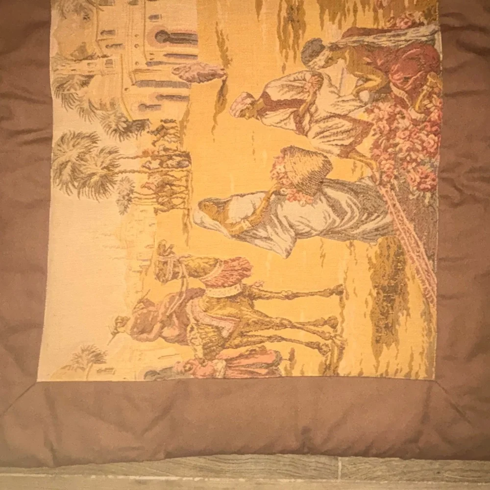 Vintage Brown and Tan Wall Tapestry 59in x 25 n